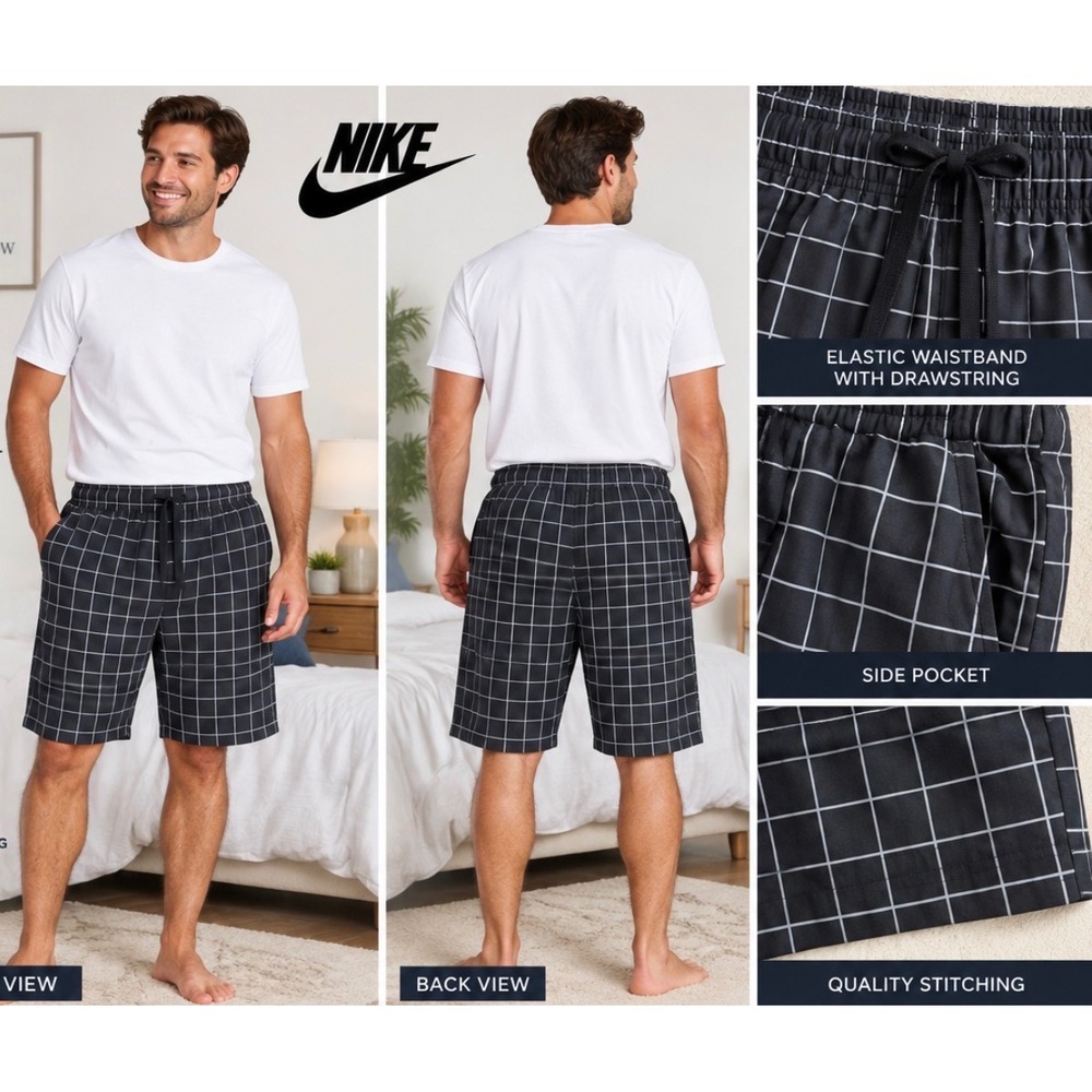 Nike Mens Grid Pattern Mesh Lined Athletic Shorts Black White Medium